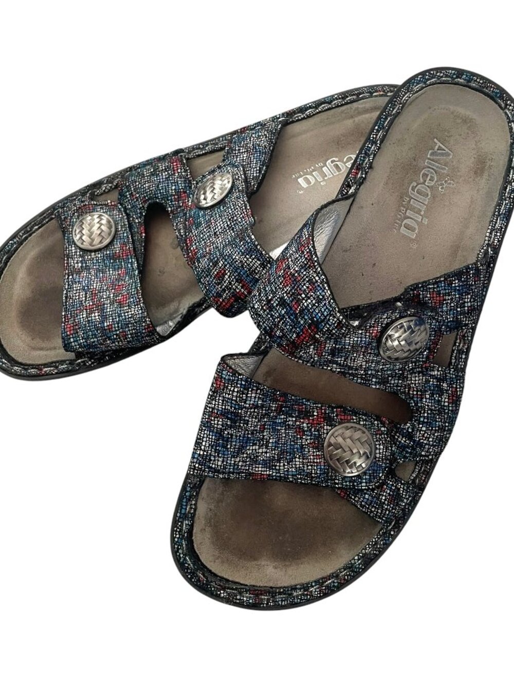 Alegria Violette Slide Sandals 41 US 10.5 / 11 Slip On Leather Multicolor Print